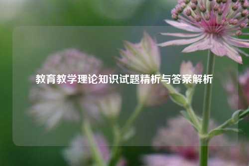 教育教学理论知识试题精析与答案解析